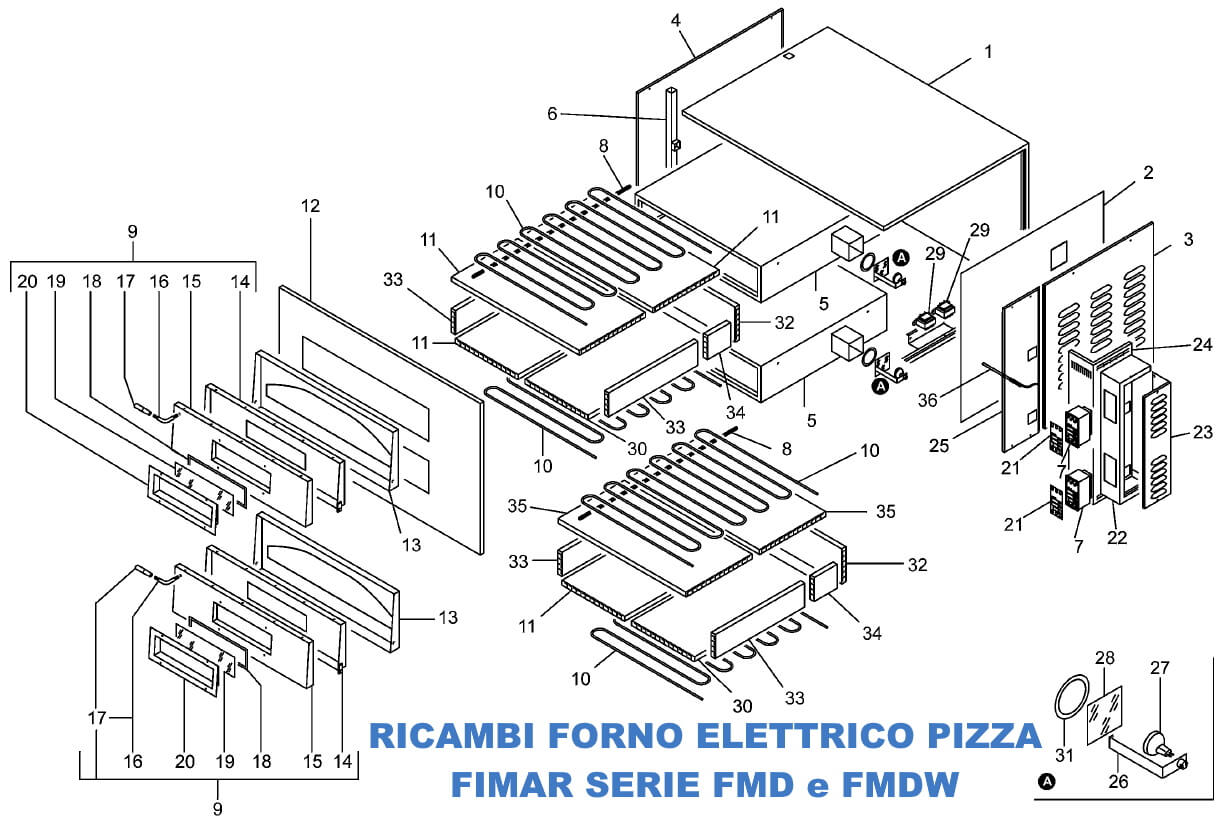 ricambi per forno elettrico per pizza fimar serie FMD e FMDW